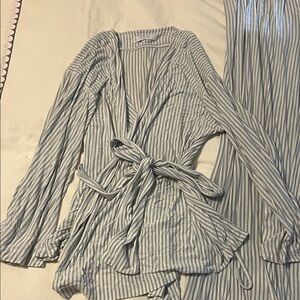 Lake Pajama Set - Striped Blue and White